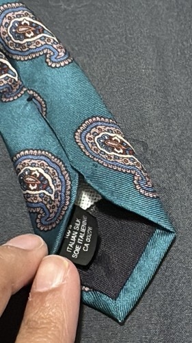 Vintage YSL Teal Paisley Silk Tie - Made in Italy - photo 4