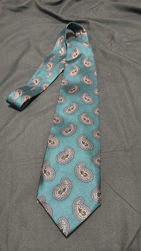 Vintage YSL Teal Paisley Silk Tie - Made in Italy - photo 5