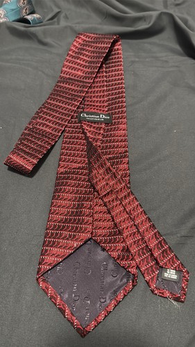 Vintage Christian Dior Monsieur Red Black Geometric Silk Tie Mad - photo 2