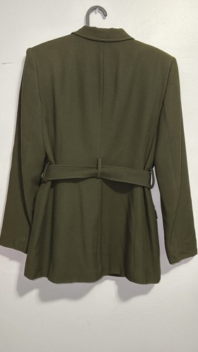 Lauren Ralph Lauren Olive Green Belted Field Jacket Blazer Wool - photo 3