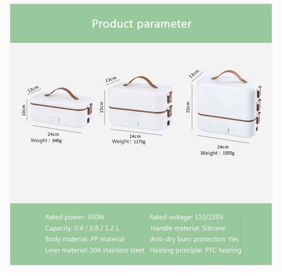 Pink Electric Heating Lunch Box 1.2L Stainless Steel - photo 2