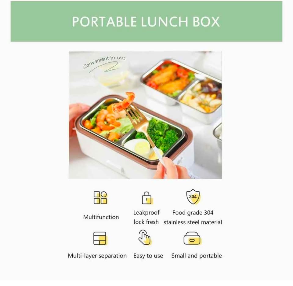 Pink Electric Heating Lunch Box 1.2L Stainless Steel - photo 3