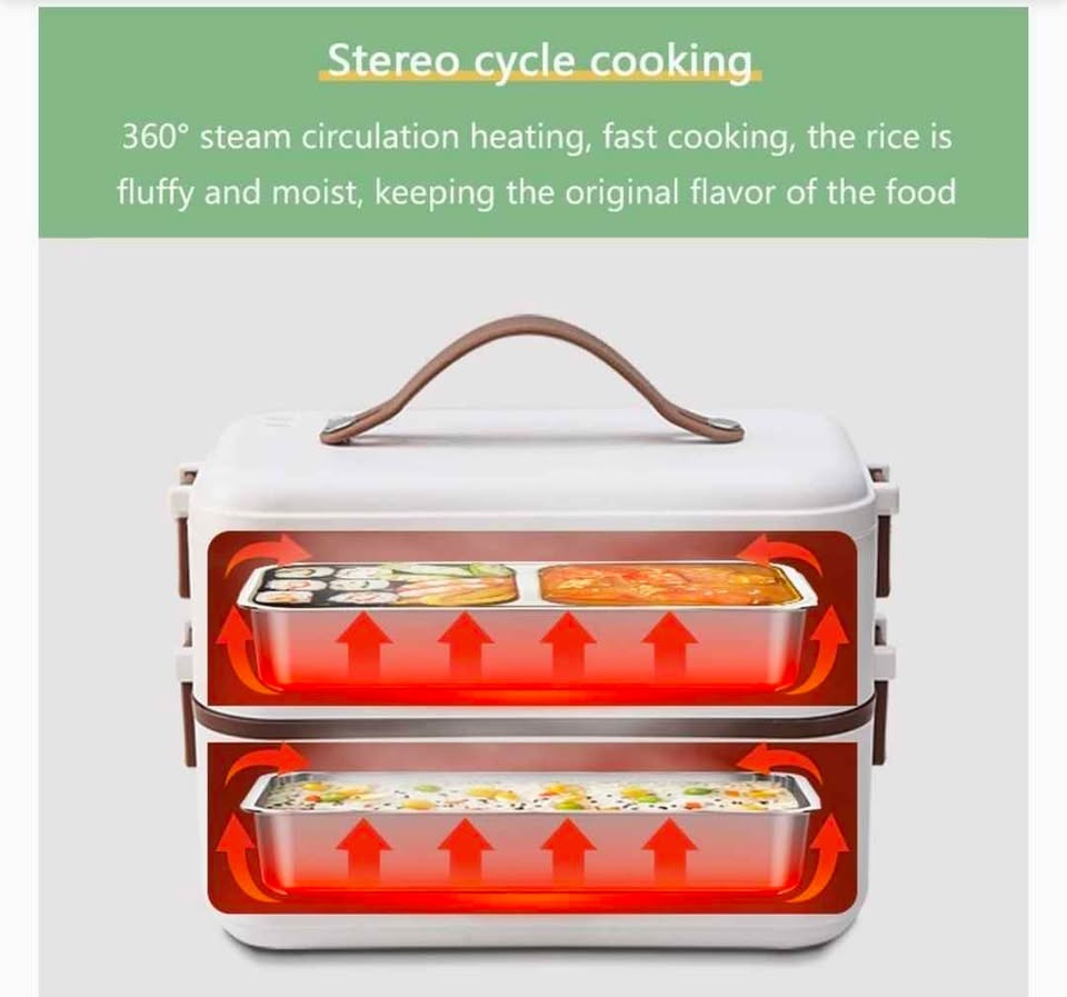 Pink Electric Heating Lunch Box 1.2L Stainless Steel - photo 4