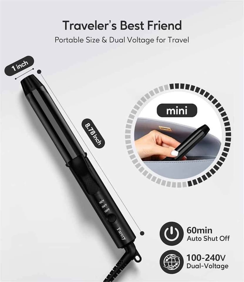 FARERY Travel Curling Iron Dual Voltage - photo 4