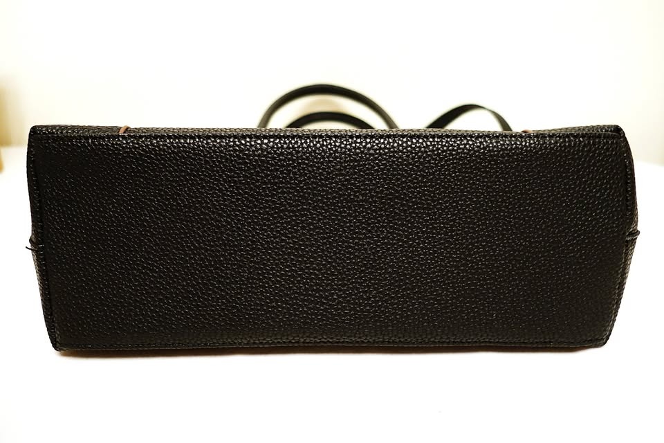 NEW Black Faux Leather Tote Bag Purse w/ Detachable Strap - photo 3