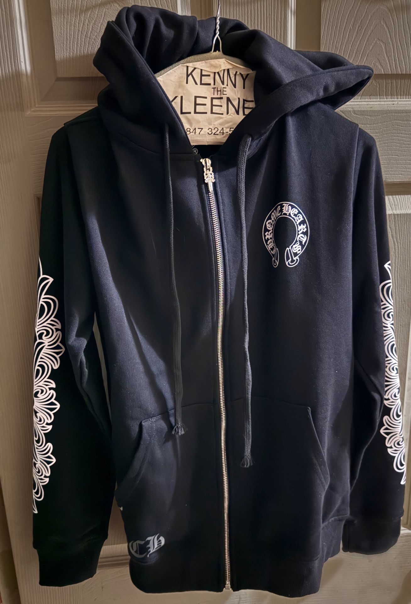 Chrome Hearts Floral Cross Sleeve Zip Up Hoodie