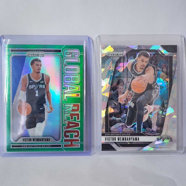 Victor Wembanyama Card Lot (2) Prizm Cracked Ice + Global Reach
