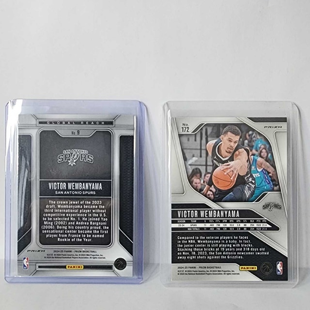 Victor Wembanyama Card Lot (2) Prizm Cracked Ice + Global Reach - photo 2