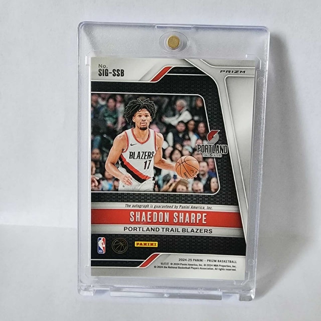 Shaedon Sharpe Auto – 2024-25 Panini Prizm (Blazers) On-Card Sig - photo 2