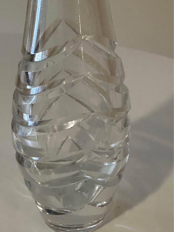 Vintage MCM Cut Glass Bud Vase - Heavy Crystal - 10" - photo 2