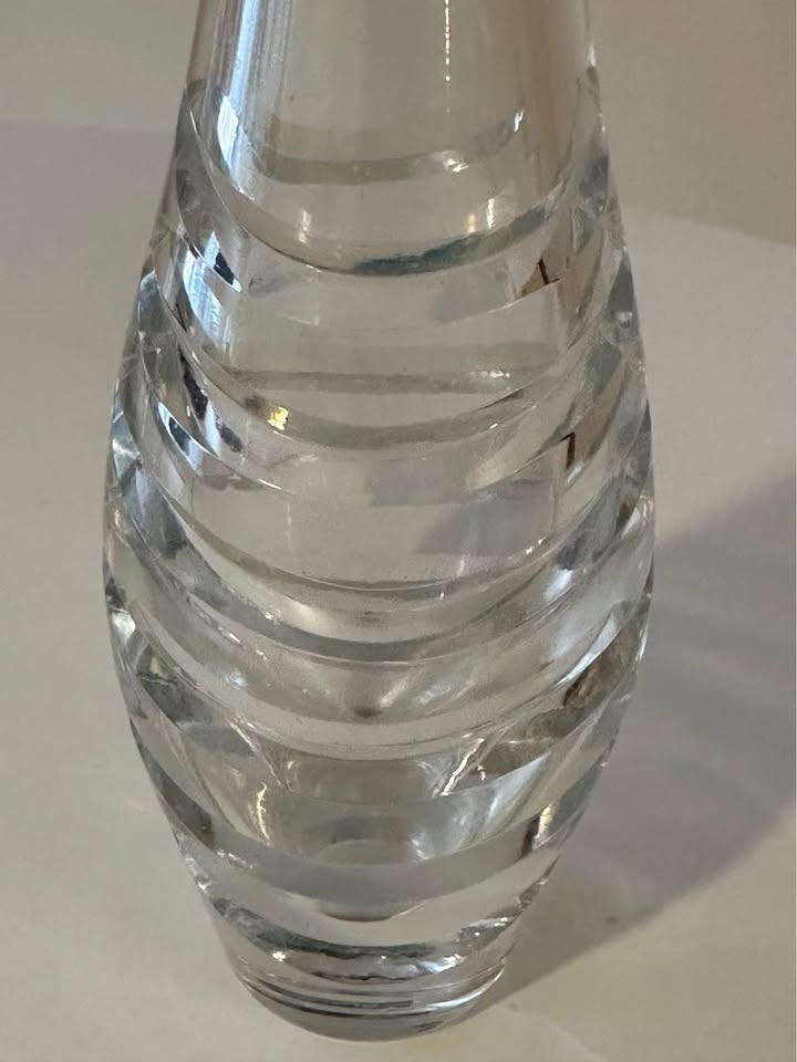 Vintage MCM Cut Glass Bud Vase - Heavy Crystal - 10" - photo 3