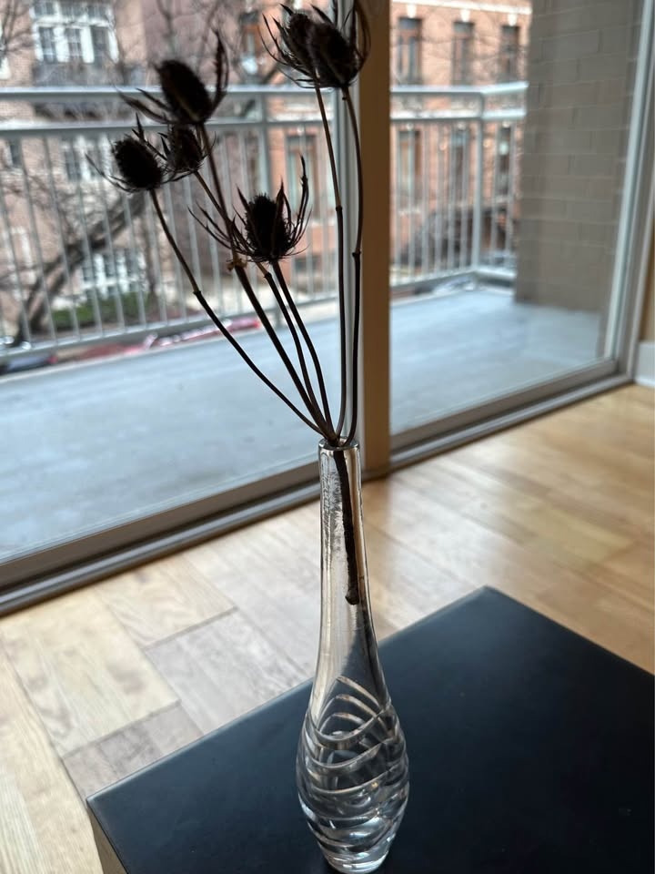 Vintage MCM Cut Glass Bud Vase - Heavy Crystal - 10" - photo 5