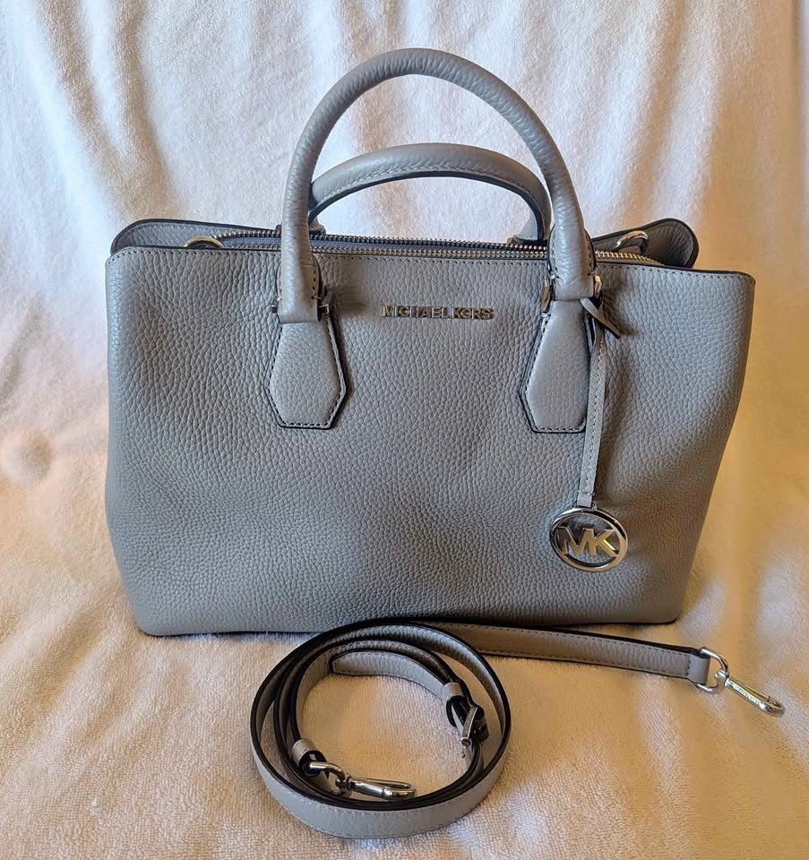 Michael Kors Camille Satchel - Large, Gray, Pebble Texture
