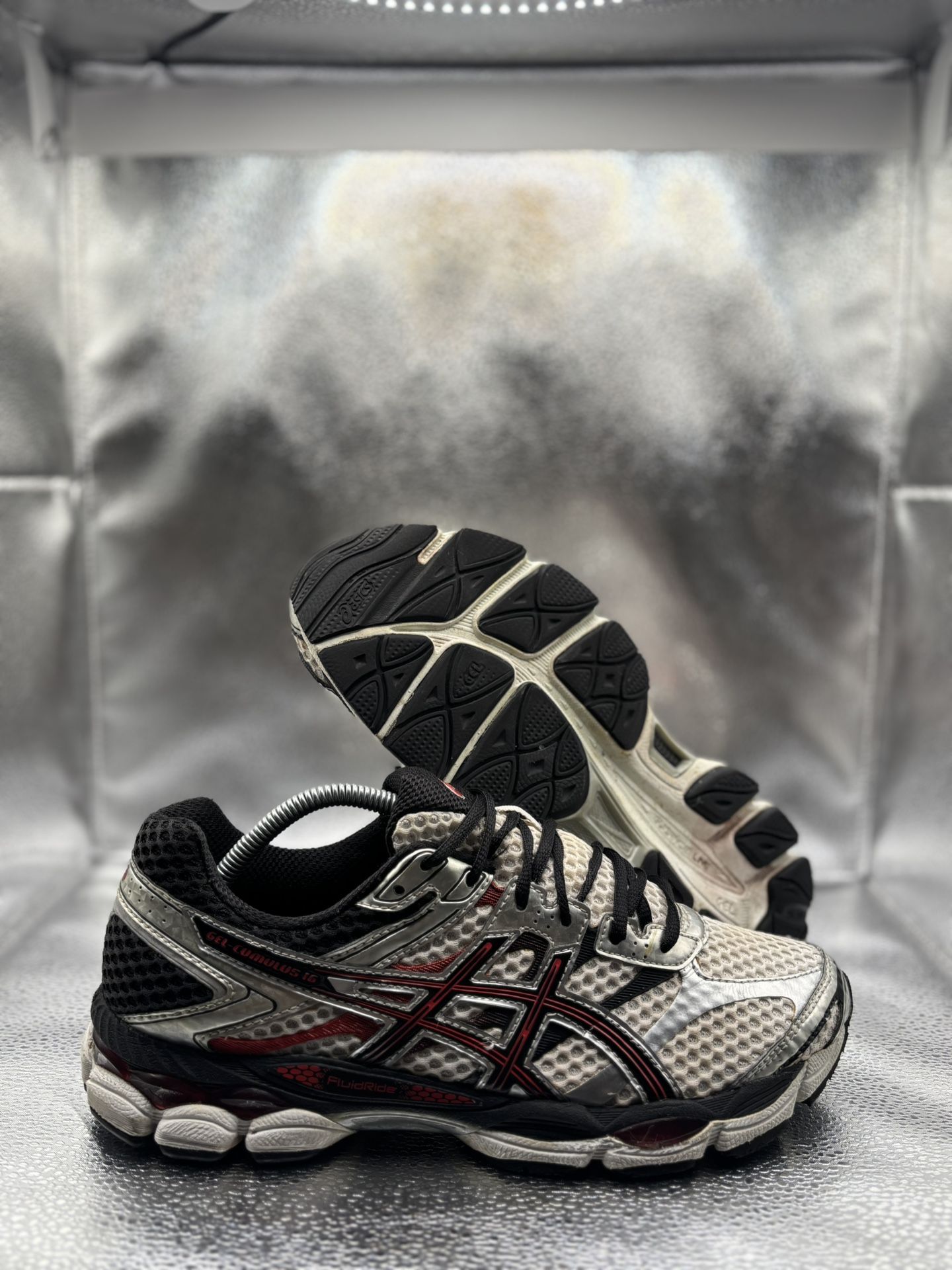 ASICS Gel Cumulus 16 Black Grey Red Men's Size 9