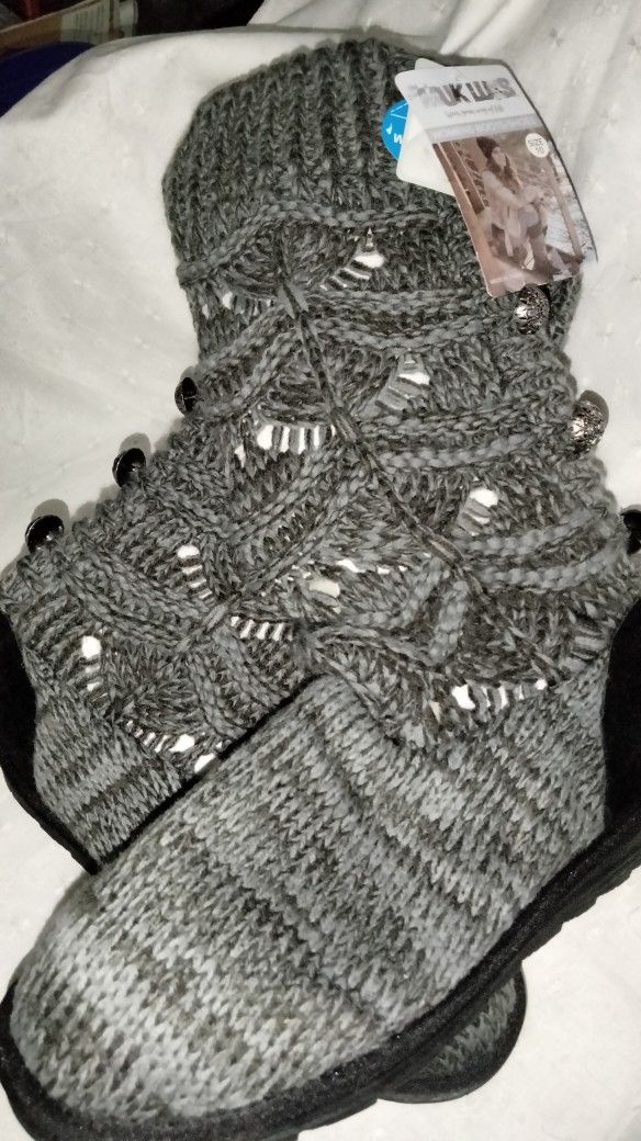 Muk Luks Knit Grey Water Resistant Memory Foam Insole Boots - Si - photo 3