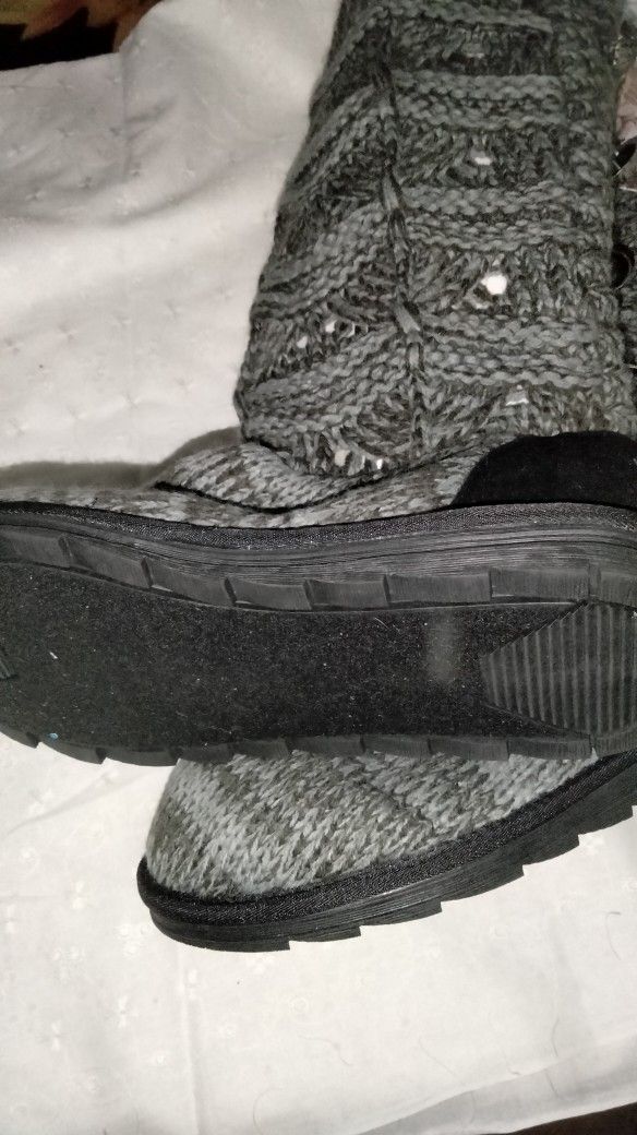 Muk Luks Knit Grey Water Resistant Memory Foam Insole Boots - Si - photo 4