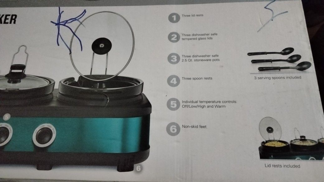 BELLA Triple Slow Cooker - 3 Spoon & Lid Rest Included - photo 3