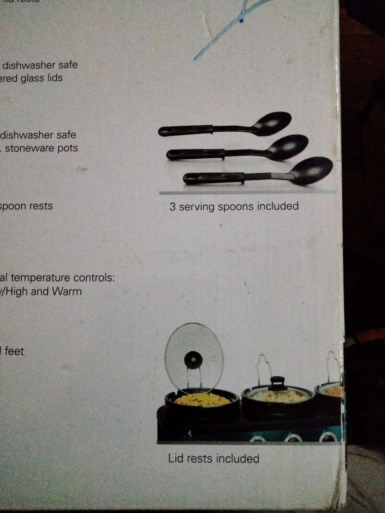 BELLA Triple Slow Cooker - 3 Spoon & Lid Rest Included - photo 5