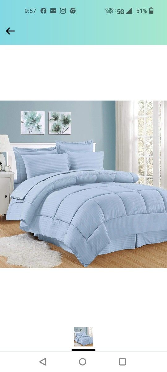 MANHATTAN LIGHTS COLOR DOBBY LIGHT BLUE Queen Comforter Set - photo 2