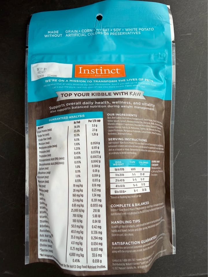 Instinct Raw Boost Mixers Multivitamin Dog Food - photo 3