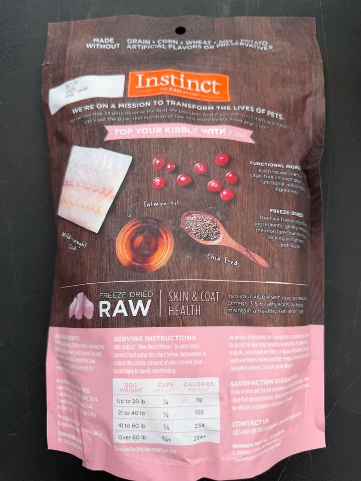 Brand New Instinct Raw Boost Mixers Skin & Coat Health for Adult - photo 3