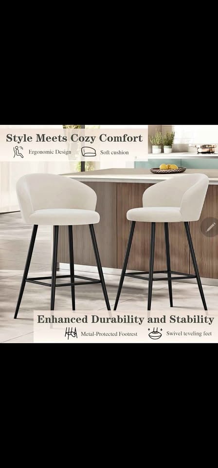 Padded Counter Stool with Metal Frame (Set of 2)