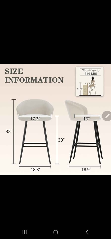 Padded Counter Stool with Metal Frame (Set of 2) - photo 3