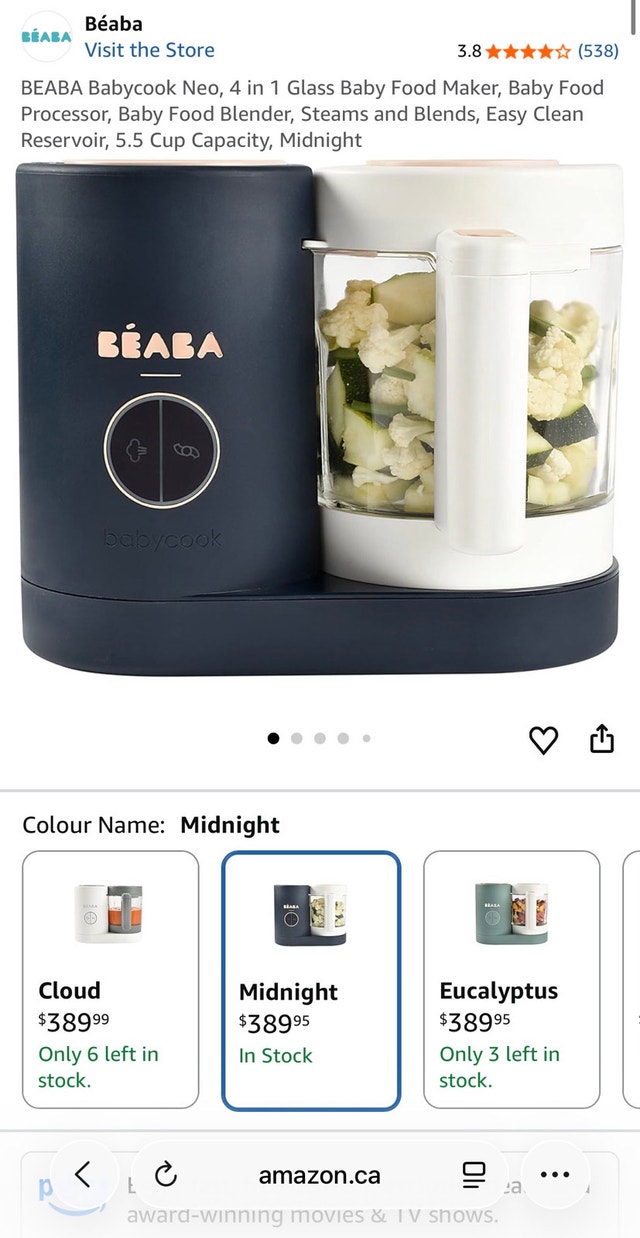 BEABA Babycook Neo 4-in-1 Glass Baby Food Maker
