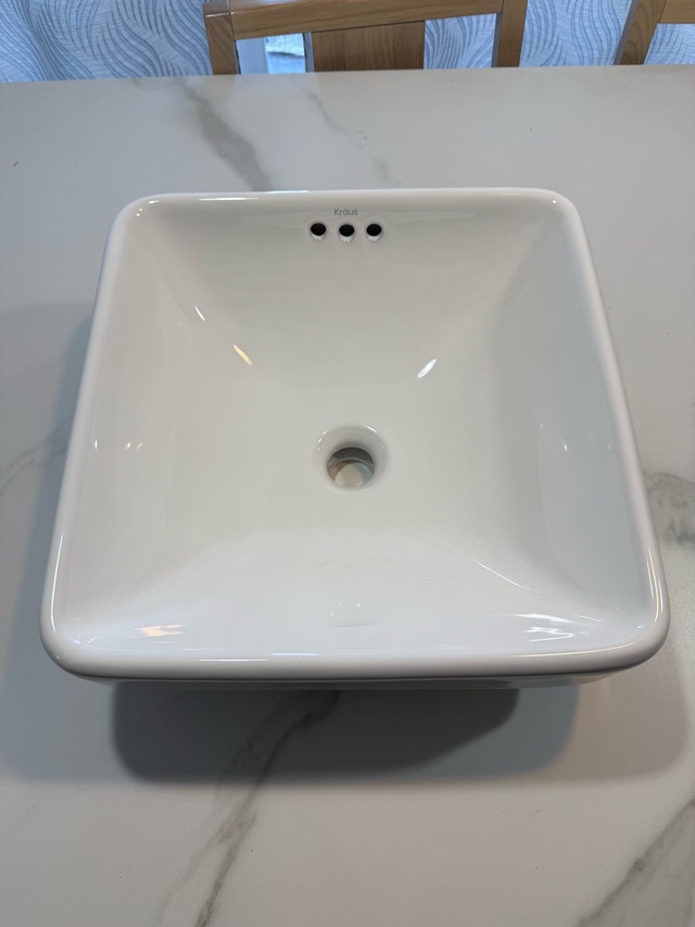 Kraus Elavo Square Semi-Recessed Bathroom Sink - White (KCR-281) - photo 2