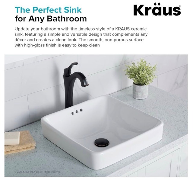 Kraus Elavo Square Semi-Recessed Bathroom Sink - White (KCR-281) - photo 5