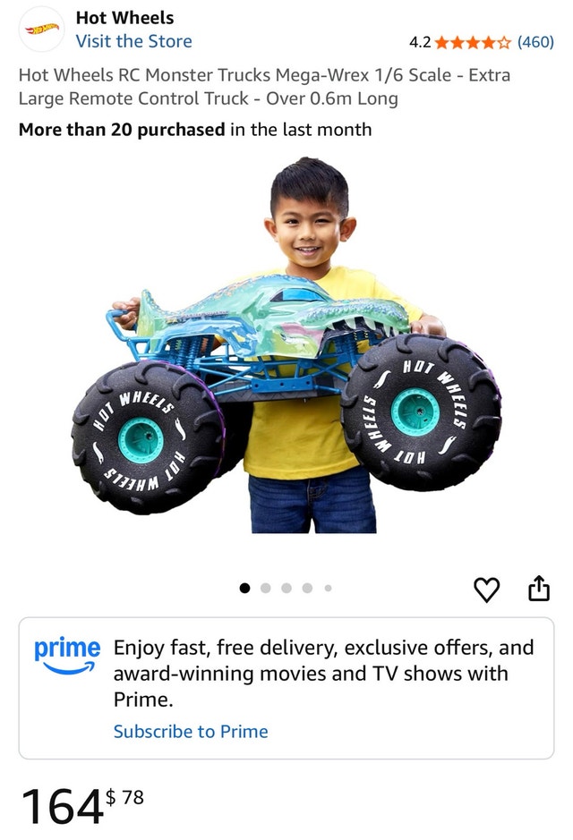 Hot Wheels Mega-Wrex 1:6 RC Monster Truck - Extra Large (2FT+)