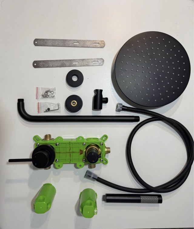 Matte Black 10” Dual-Head Waterfall Shower System - photo 2