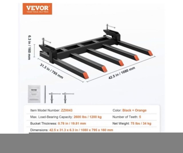 Heavy-Duty 42.5" Bucket Tooth Bar - 2600 lb Capacity - photo 4