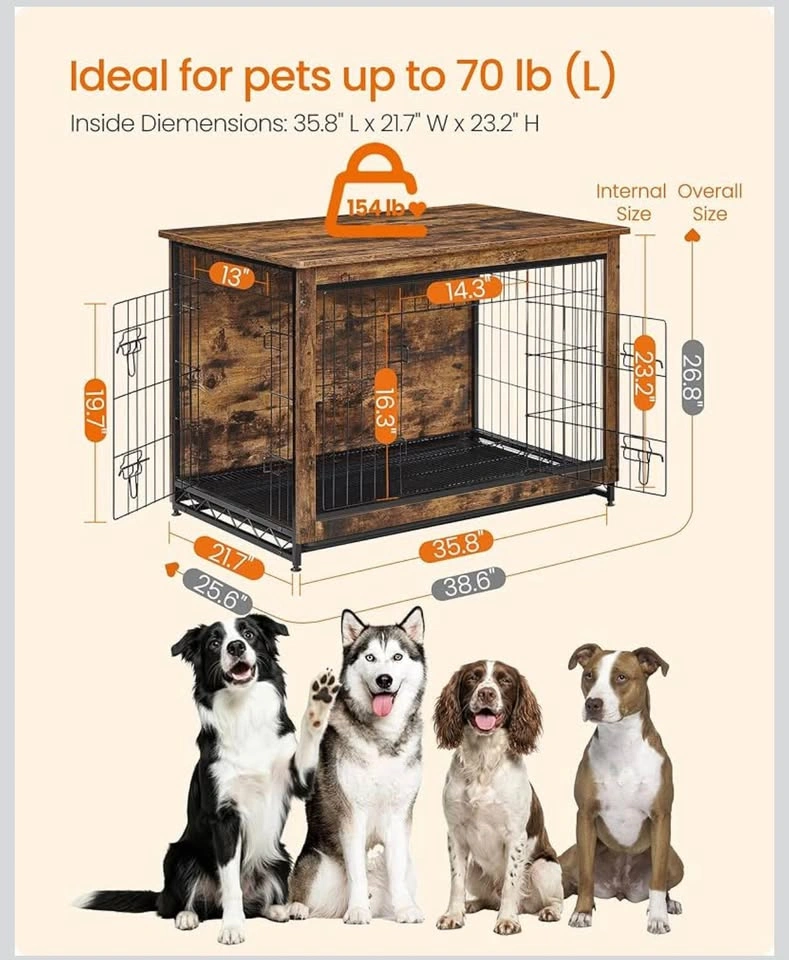 Heavy Duty Dog Crate w/ Tray - Up to 32kg - photo 3