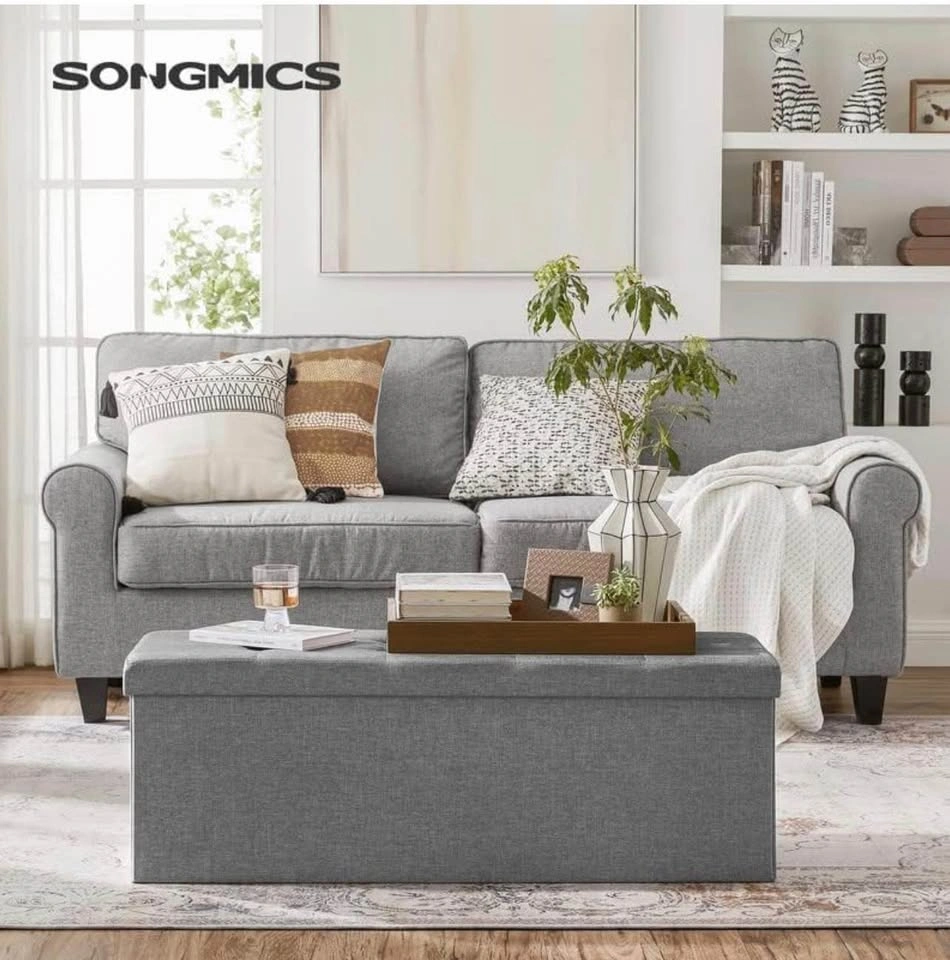 110cm Folding Ottoman Bench - Light Gray - photo 2