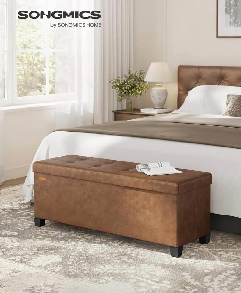 New SONGMICS Storage Ottoman Bench with Legs, Synthetic Leather - photo 2