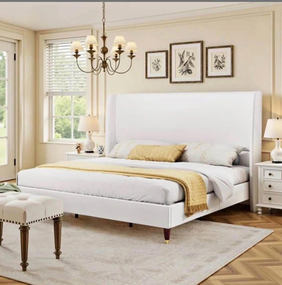 WADE LOGAN BELO QUEEN UPHOLSTERED BEDFRAME, WHITE