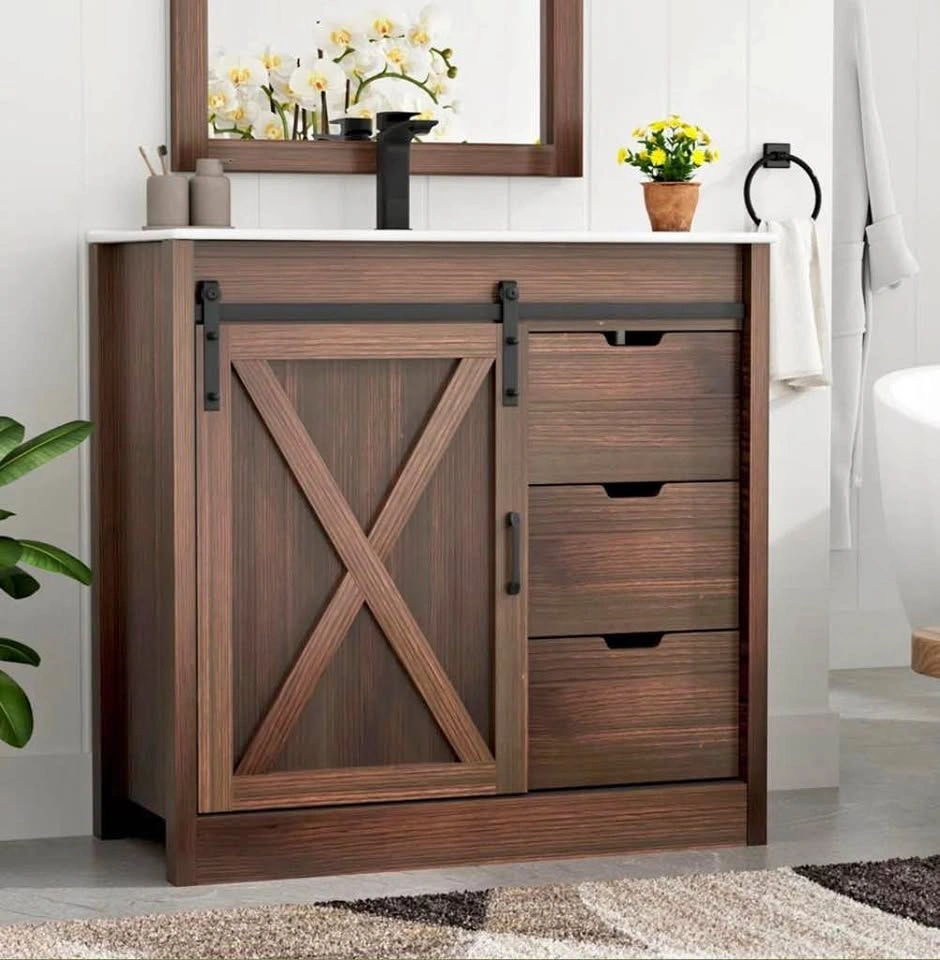 GRACIE OAKS BATHROOM VANITY W/SINK, BROWN