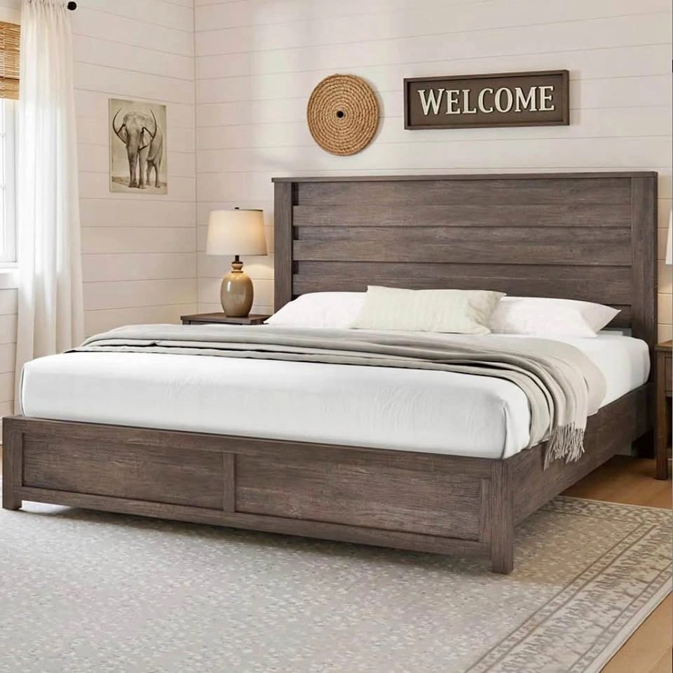 EBERN DESIGNS KING 49" FARMHOUSE PLATFORM BED, GREY