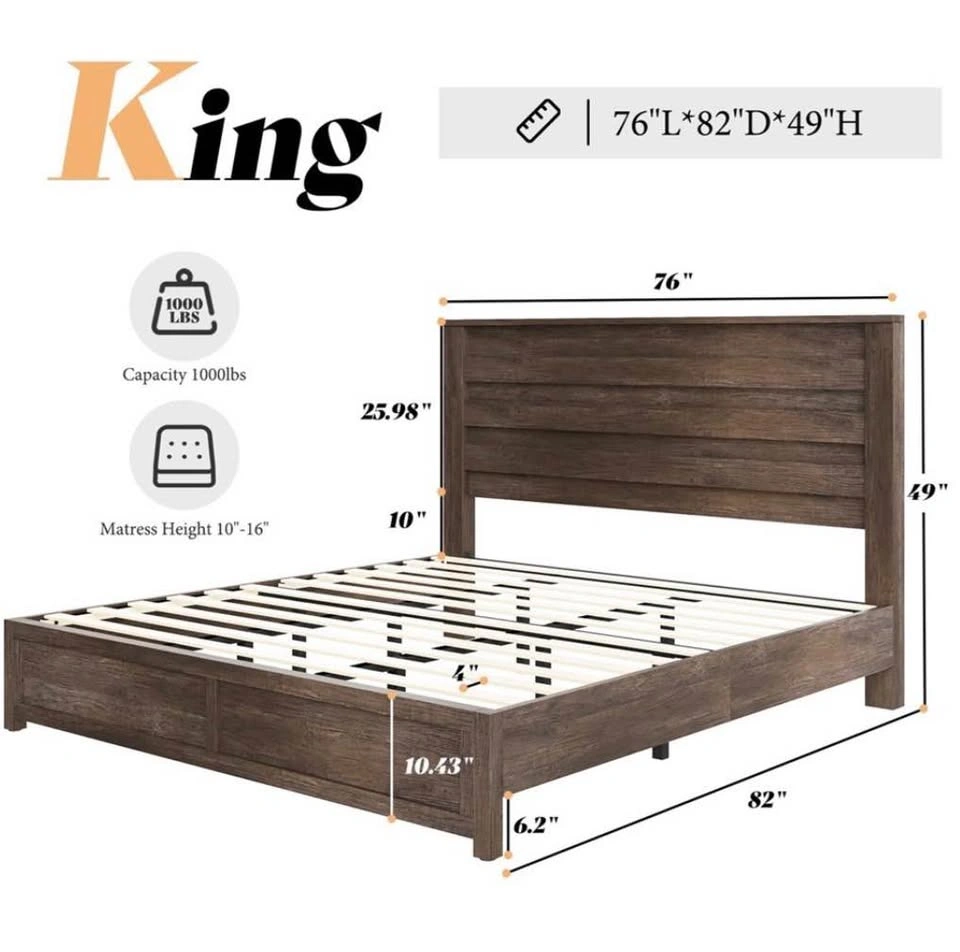 EBERN DESIGNS KING 49" FARMHOUSE PLATFORM BED, GREY - photo 2