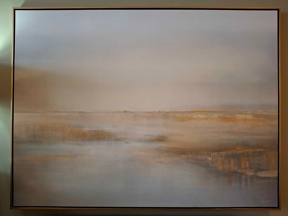 Large Polygold Float Framed Canvas Painting Nature Artwork - photo 2