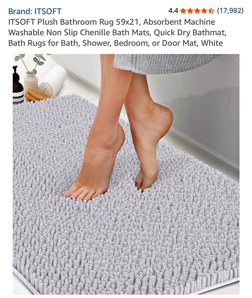 ITSOFT Plush Bathroom Rug 59x21 - White