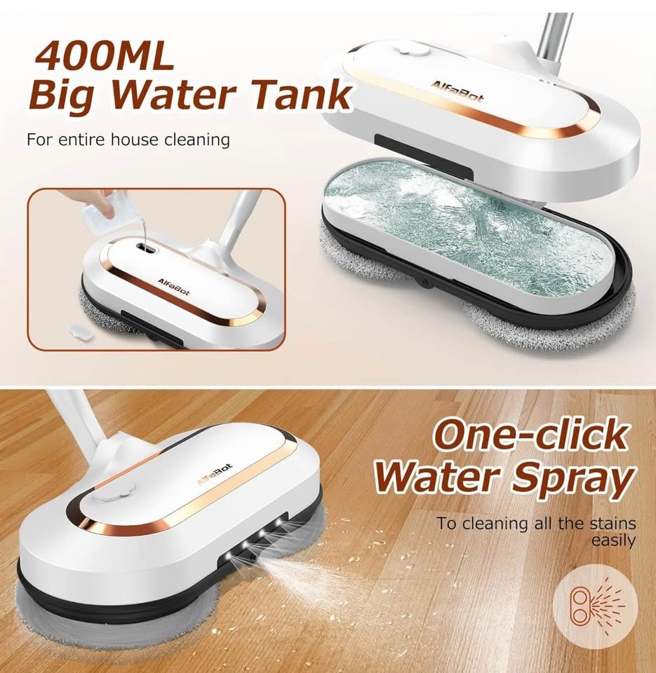 Alfabot S2 Cordless Spin Mop w/ LED Headlight & Sprayer - photo 2