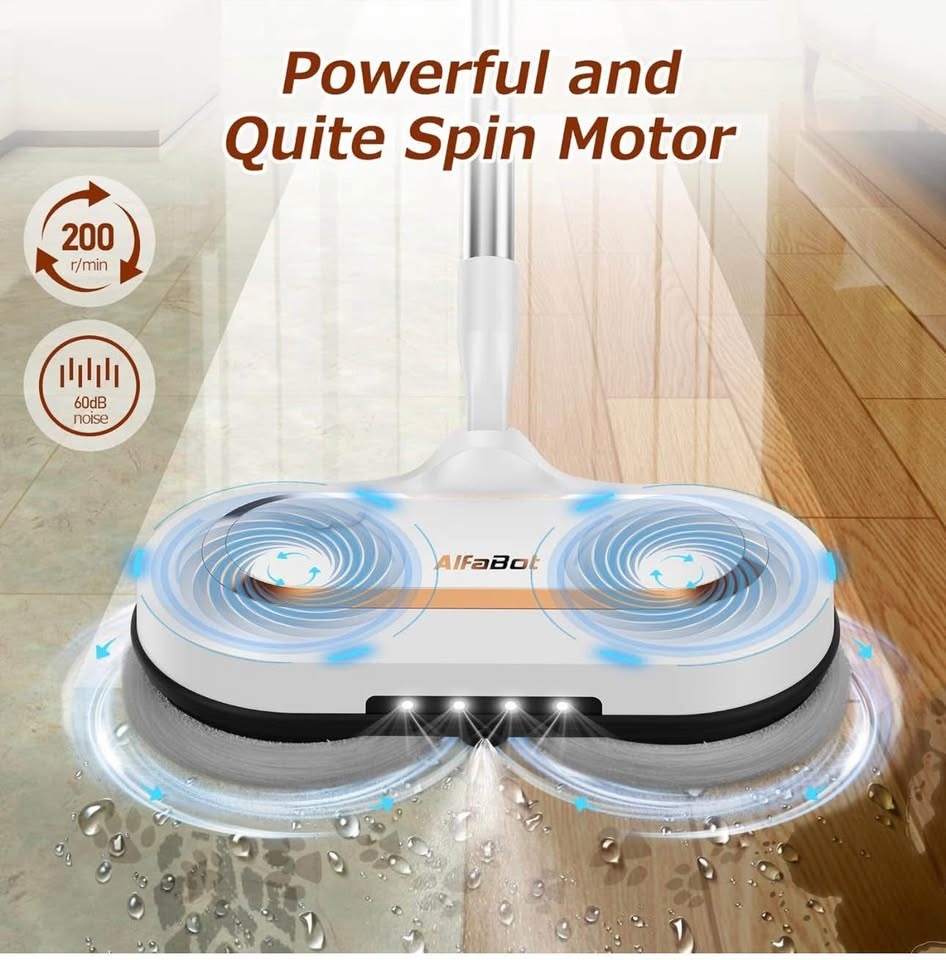 Alfabot S2 Cordless Spin Mop w/ LED Headlight & Sprayer - photo 3