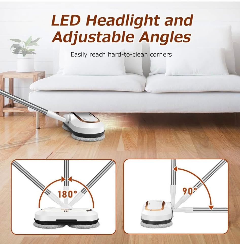 Alfabot S2 Cordless Spin Mop w/ LED Headlight & Sprayer - photo 4