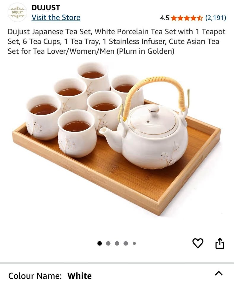New in Box Dujust Japanese Porcelain Tea Set - White