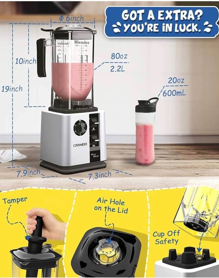 New in Box CRANDDI High-Speed Blender 1800W 80oz - photo 2