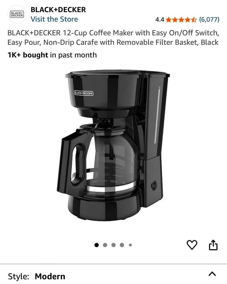 New in box Black+Decker 12 cup coffee maker
