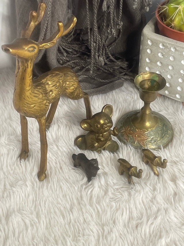 Vintage Mini Brass Figurine Candle Stick Collection