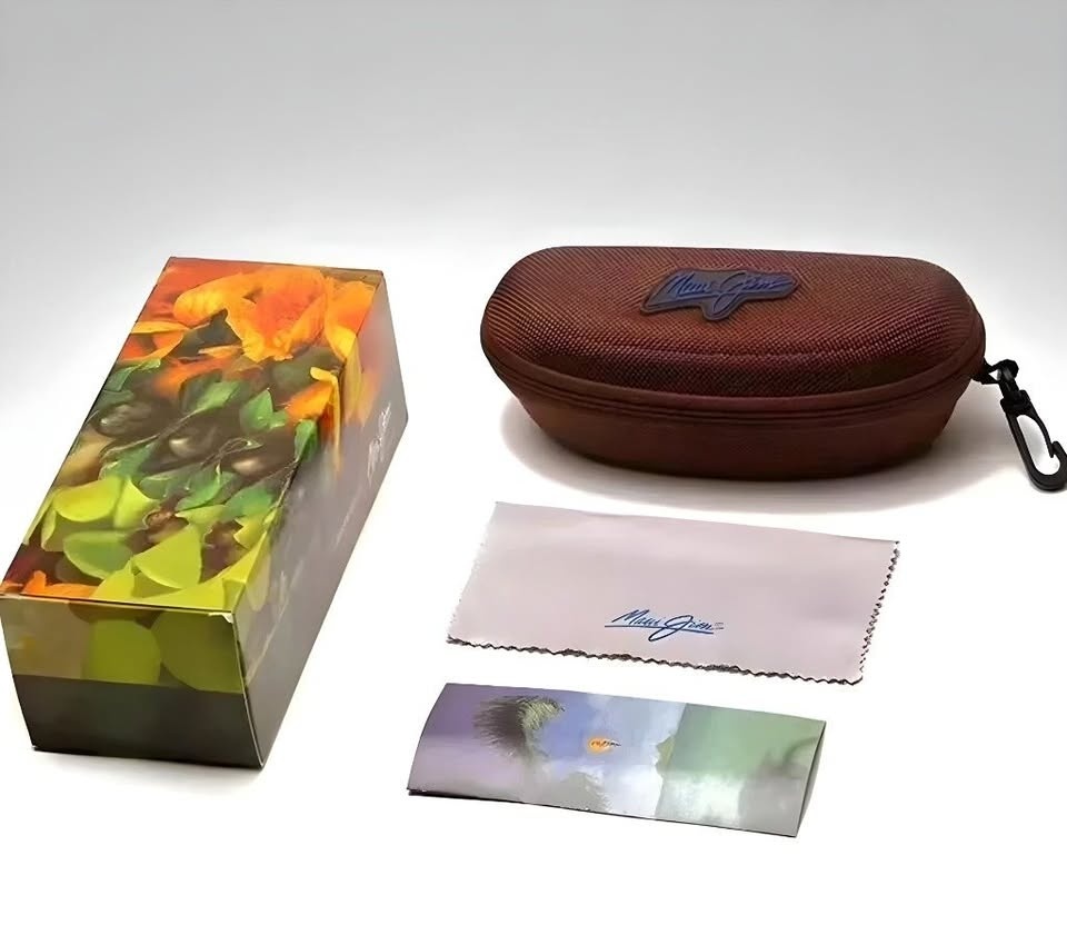 Maui Jim Sunglasses Zipper Case with Cleaning Cloth & Box